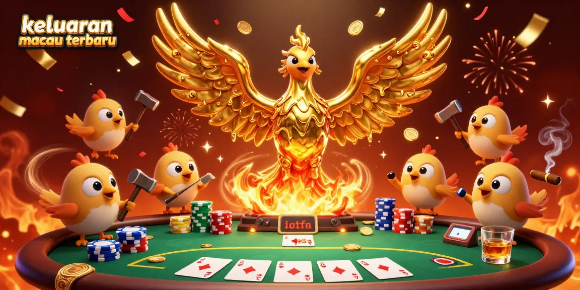 Experience the thrill of keluaran macau terbaru with a golden phoenix emerging in a lavish casino scene.